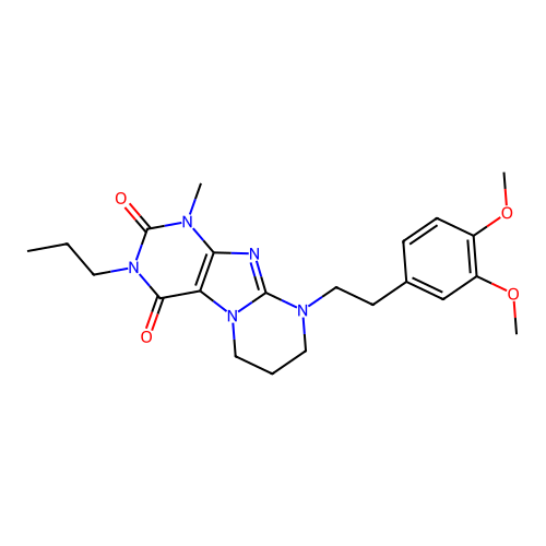 9-[2-(3,4-dimethoxyphenyl)ethyl]-1-methyl-3-propyl-6,7,8,9-tetrahydropyrimido[2,1-f]purine-2,4(1H,3H)-dione structure