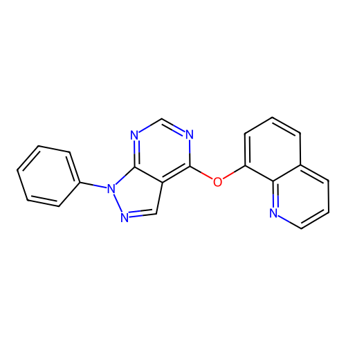 8-((1-phenyl-1H-pyrazolo[3,4-d]pyrimidin-4-yl)oxy)quinoline structure