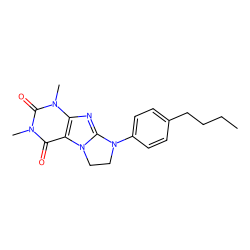 8-(4-butylphenyl)-1,3-dimethyl-7,8-dihydro-1H-imidazo[2,1-f]purine-2,4(3H,6H)-dione structure