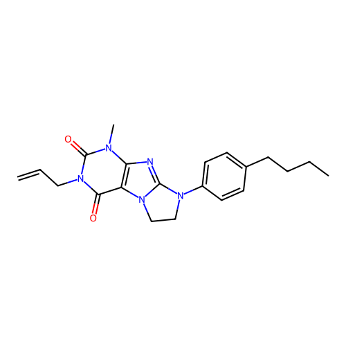 6-(4-butylphenyl)-4-methyl-2-prop-2-enyl-7,8-dihydropurino[7,8-a]imidazole-1,3-dione structure
