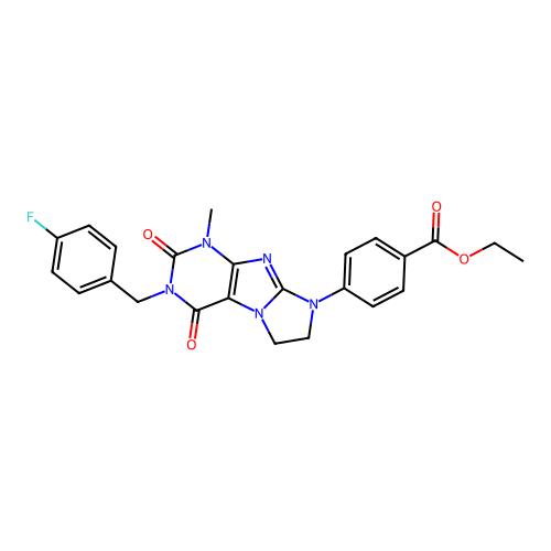 ethyl 4-[2-[(4-fluorophenyl)methyl]-4-methyl-1,3-dioxo-7,8-dihydropurino[7,8-a]imidazol-6-yl]benzoate structure