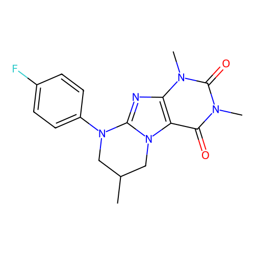 9-(4-fluorophenyl)-1,3,7-trimethyl-7,8-dihydro-6H-purino[7,8-a]pyrimidine-2,4-dione structure