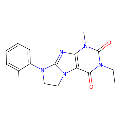 2-Ethyl-4-methyl-6-(2-methylphenyl)-7,8-dihydropurino[7,8-a]imidazole-1,3-dione structure