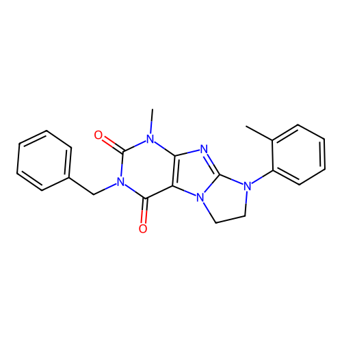 3-benzyl-1-methyl-8-(2-methylphenyl)-1H,2H,3H,4H,6H,7H,8H-imidazo[1,2-g]purine-2,4-dione structure