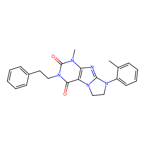 1-methyl-8-(2-methylphenyl)-3-(2-phenylethyl)-1H,2H,3H,4H,6H,7H,8H-imidazo[1,2-g]purine-2,4-dione structure