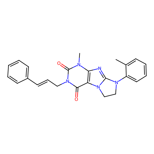 1-methyl-8-(2-methylphenyl)-3-[(2E)-3-phenylprop-2-en-1-yl]-1H,2H,3H,4H,6H,7H,8H-imidazo[1,2-g]purine-2,4-dione structure