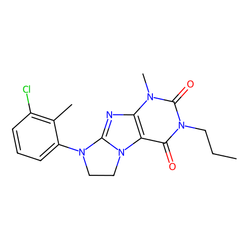 6-(3-chloro-2-methylphenyl)-4-methyl-2-propyl-7,8-dihydropurino[7,8-a]imidazole-1,3-dione structure