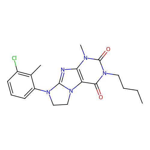 2-butyl-6-(3-chloro-2-methylphenyl)-4-methyl-7,8-dihydropurino[7,8-a]imidazole-1,3-dione structure