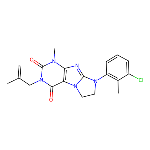 8-(3-chloro-2-methylphenyl)-1-methyl-3-(2-methylallyl)-7,8-dihydro-1H-imidazo[2,1-f]purine-2,4(3H,6H)-dione structure