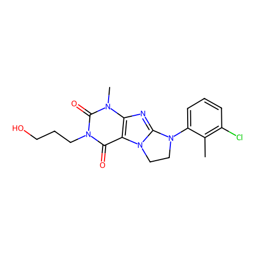 8-(3-chloro-2-methylphenyl)-3-(3-hydroxypropyl)-1-methyl-7,8-dihydro-1H-imidazo[2,1-f]purine-2,4(3H,6H)-dione structure