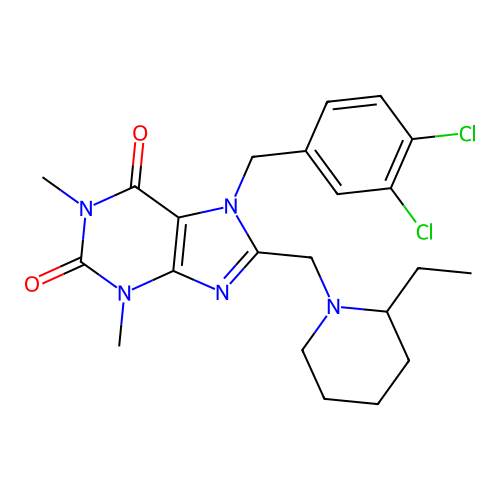 7-[(3,4-dichlorophenyl)methyl]-8-[(2-ethylpiperidin-1-yl)methyl]-1,3-dimethylpurine-2,6-dione structure