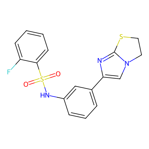 N-(3-(2,3-dihydroimidazo[2,1-b]thiazol-6-yl)phenyl)-2-fluorobenzenesulfonamide structure