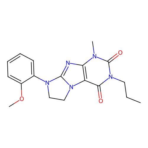 8-(2-methoxyphenyl)-1-methyl-3-propyl-7,8-dihydro-1H-imidazo[2,1-f]purine-2,4(3H,6H)-dione structure