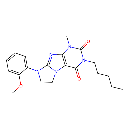 8-(2-methoxyphenyl)-1-methyl-3-pentyl-7,8-dihydro-1H-imidazo[2,1-f]purine-2,4(3H,6H)-dione structure