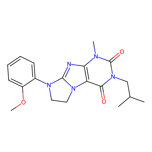 8-(2-methoxyphenyl)-1-methyl-3-(2-methylpropyl)-7,8-dihydro-1H-imidazo[2,1-f]purine-2,4(3H,6H)-dione structure