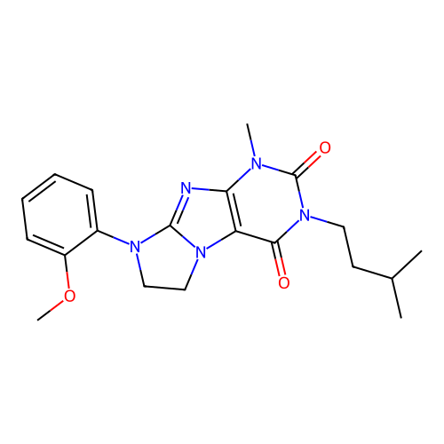 3-isopentyl-8-(2-methoxyphenyl)-1-methyl-7,8-dihydro-1H-imidazo[2,1-f]purine-2,4(3H,6H)-dione structure