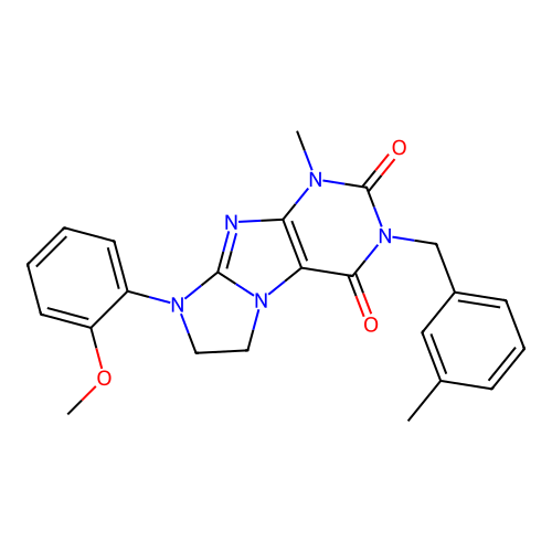 6-(2-methoxyphenyl)-4-methyl-2-[(3-methylphenyl)methyl]-7,8-dihydropurino[7,8-a]imidazole-1,3-dione structure