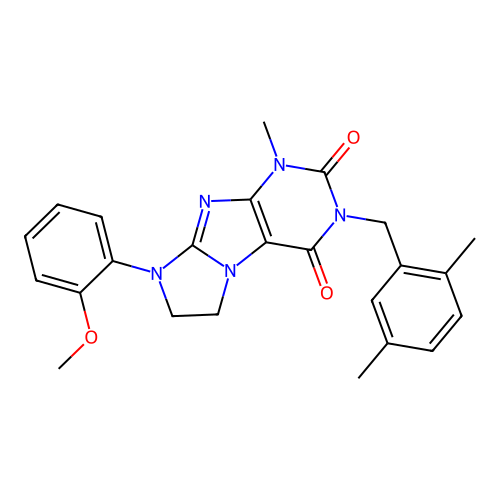 3-(2,5-dimethylbenzyl)-8-(2-methoxyphenyl)-1-methyl-7,8-dihydro-1H-imidazo[2,1-f]purine-2,4(3H,6H)-dione structure