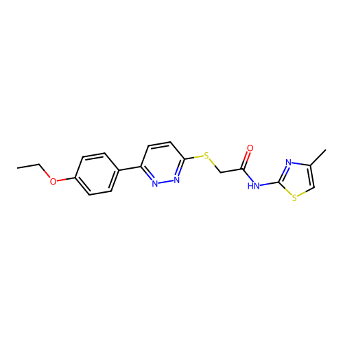 2-{[6-(4-ethoxyphenyl)pyridazin-3-yl]sulfanyl}-N-(4-methyl-1,3-thiazol-2-yl)acetamide structure