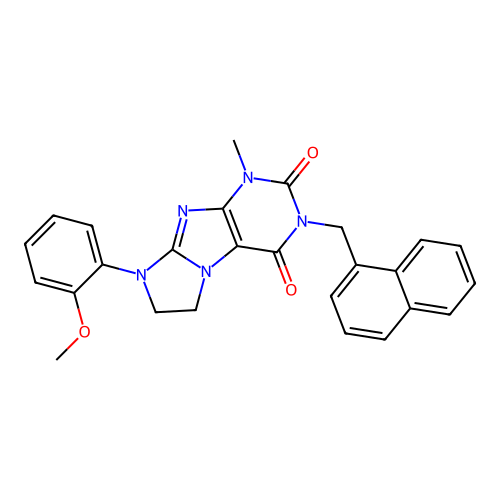 8-(2-methoxyphenyl)-1-methyl-3-(naphthalen-1-ylmethyl)-7,8-dihydro-1H-imidazo[2,1-f]purine-2,4(3H,6H)-dione structure