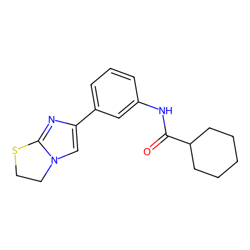 N-(3-(2,3-dihydroimidazo[2,1-b]thiazol-6-yl)phenyl)cyclohexanecarboxamide structure