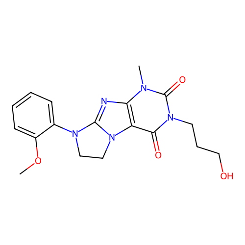 2-(3-hydroxypropyl)-6-(2-methoxyphenyl)-4-methyl-7,8-dihydropurino[7,8-a]imidazole-1,3-dione structure