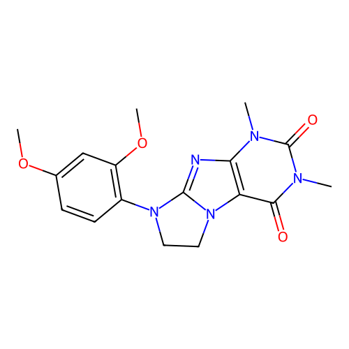 6-(2,4-Dimethoxyphenyl)-2,4-dimethyl-7,8-dihydropurino[7,8-a]imidazole-1,3-dione structure