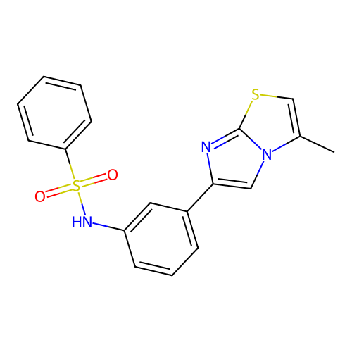 N-(3-{3-methylimidazo[2,1-b][1,3]thiazol-6-yl}phenyl)benzenesulfonamide structure