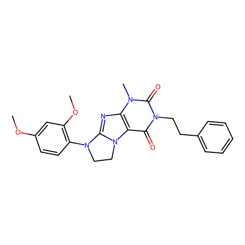 8-(2,4-dimethoxyphenyl)-1-methyl-3-(2-phenylethyl)-1,3,5-trihydroimidazolidino [1,2-h]purine-2,4-dione structure
