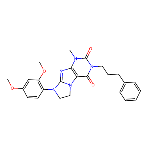 6-(2,4-dimethoxyphenyl)-4-methyl-2-(3-phenylpropyl)-7,8-dihydropurino[7,8-a]imidazole-1,3-dione structure