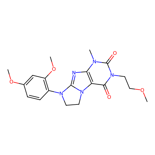 8-(2,4-dimethoxyphenyl)-3-(2-methoxyethyl)-1-methyl-7,8-dihydro-1H-imidazo[2,1-f]purine-2,4(3H,6H)-dione structure