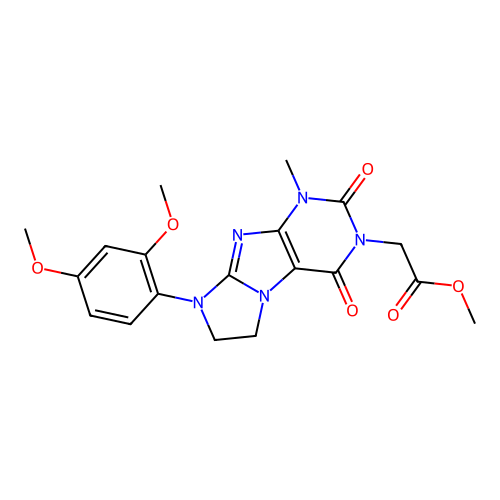 methyl 2-[6-(2,4-dimethoxyphenyl)-4-methyl-1,3-dioxo-7,8-dihydropurino[7,8-a]imidazol-2-yl]acetate structure