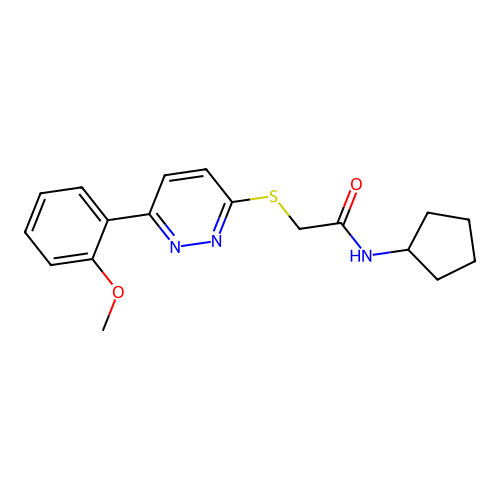 N-cyclopentyl-2-[6-(2-methoxyphenyl)pyridazin-3-yl]sulfanylacetamide structure