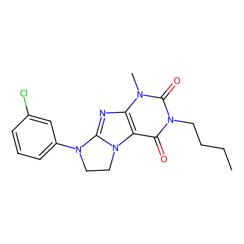 2-Butyl-6-(3-chlorophenyl)-4-methyl-7,8-dihydropurino[7,8-a]imidazole-1,3-dione structure