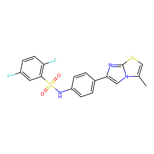 2,5-difluoro-N-(4-{3-methylimidazo[2,1-b][1,3]thiazol-6-yl}phenyl)benzene-1-sulfonamide structure