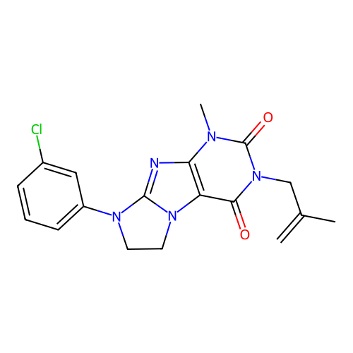 8-(3-chlorophenyl)-1-methyl-3-(2-methylprop-2-en-1-yl)-1H,2H,3H,4H,6H,7H,8H-imidazo[1,2-g]purine-2,4-dione structure