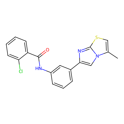 2-chloro-N-(3-{3-methylimidazo[2,1-b][1,3]thiazol-6-yl}phenyl)benzamide structure