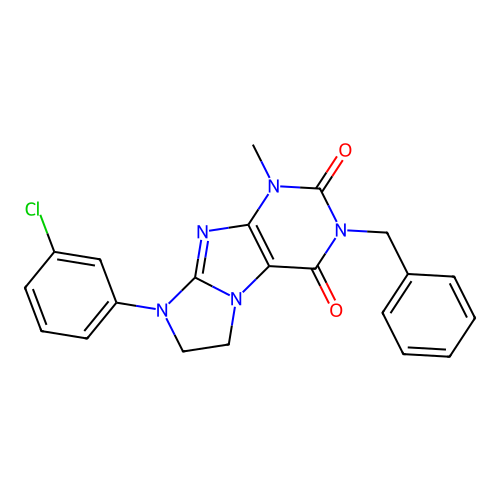 2-Benzyl-6-(3-chlorophenyl)-4-methyl-7,8-dihydropurino[7,8-a]imidazole-1,3-dione structure