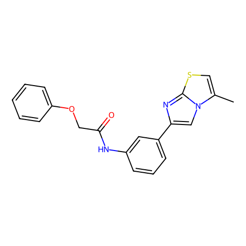 N-(3-{3-methylimidazo[2,1-b][1,3]thiazol-6-yl}phenyl)-2-phenoxyacetamide structure