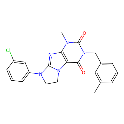 8-(3-chlorophenyl)-1-methyl-3-(3-methylbenzyl)-7,8-dihydro-1H-imidazo[2,1-f]purine-2,4(3H,6H)-dione structure