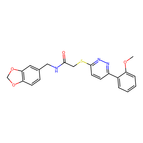 N-[(2H-1,3-benzodioxol-5-yl)methyl]-2-{[6-(2-methoxyphenyl)pyridazin-3-yl]sulfanyl}acetamide structure