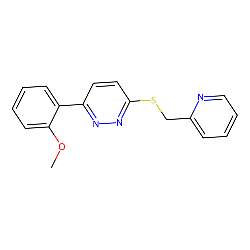 3-(2-Methoxyphenyl)-6-((pyridin-2-ylmethyl)thio)pyridazine structure