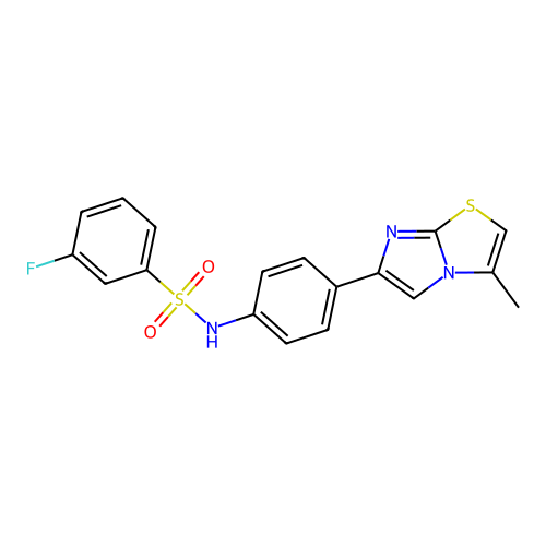 3-fluoro-N-(4-(3-methylimidazo[2,1-b]thiazol-6-yl)phenyl)benzenesulfonamide structure