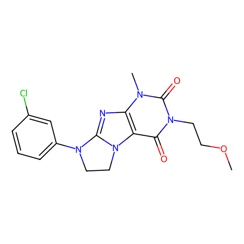 8-(3-chlorophenyl)-3-(2-methoxyethyl)-1-methyl-7,8-dihydro-1H-imidazo[2,1-f]purine-2,4(3H,6H)-dione structure