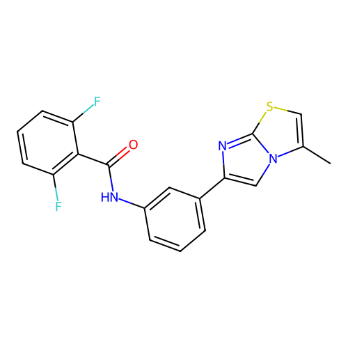2,6-difluoro-N-(3-{3-methylimidazo[2,1-b][1,3]thiazol-6-yl}phenyl)benzamide structure