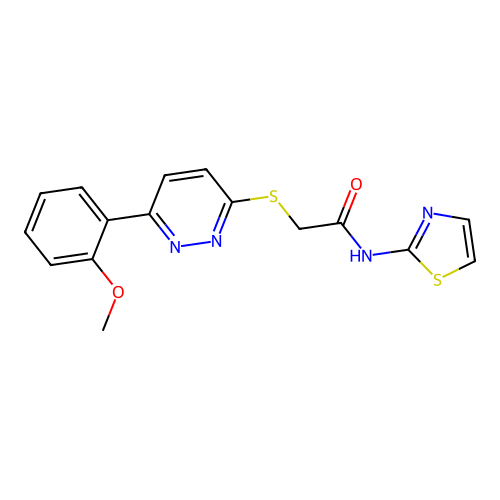 2-((6-(2-methoxyphenyl)pyridazin-3-yl)thio)-N-(thiazol-2-yl)acetamide structure