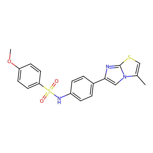 4-methoxy-N-(4-{3-methylimidazo[2,1-b][1,3]thiazol-6-yl}phenyl)benzene-1-sulfonamide structure
