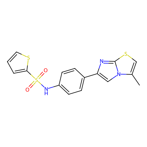 N-(4-{3-methylimidazo[2,1-b][1,3]thiazol-6-yl}phenyl)thiophene-2-sulfonamide structure