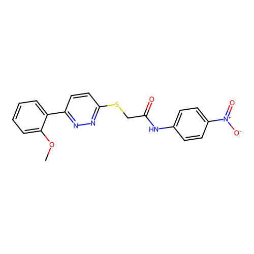 2-[6-(2-methoxyphenyl)pyridazin-3-yl]sulfanyl-N-(4-nitrophenyl)acetamide structure
