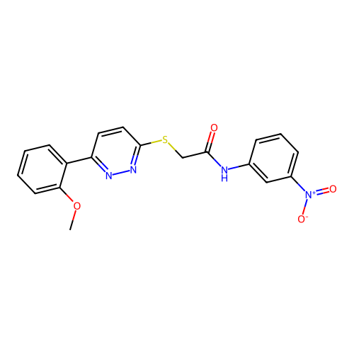 2-[6-(2-methoxyphenyl)pyridazin-3-yl]sulfanyl-N-(3-nitrophenyl)acetamide structure